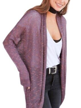 BDG Urban Outfitters maroon and white marled knit open-front cardigan